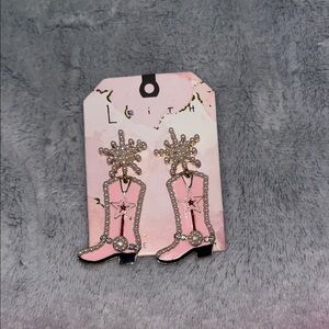 Leith Pink Western Boot Star Drop Earrings